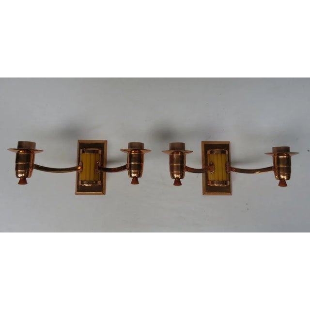 Art Deco English Catalin Butterscotch Colored Sconces, Set of 2 For Sale - Image 6 of 18