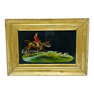 Hunting Scene in Antique Gold Gilt Frame