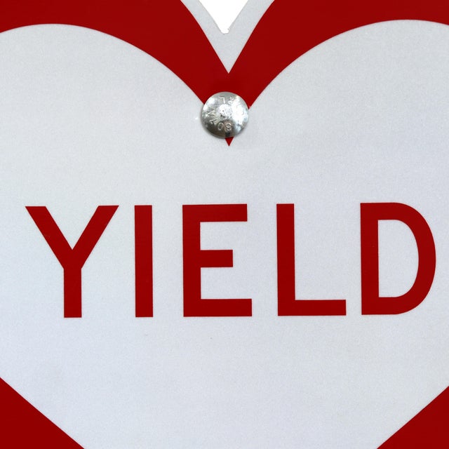 Red Yield Heart II - Original Pop Art Steel Street Sign Wall Sculpture by Scott Froschauer For Sale - Image 8 of 10