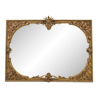 Vintage Rococo Style Gold Wooden Mirror For Sale