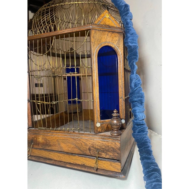 Antique 1800's Handmade Westley Richards Gunsmith Wood Stained Glass Birdcage For Sale - Image 14 of 17