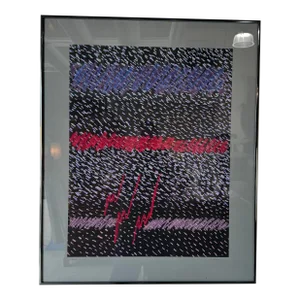 Harris G. Strong " Mardi Grass II " Lithography and Pastel Expressionist Abstract Painting, Framed