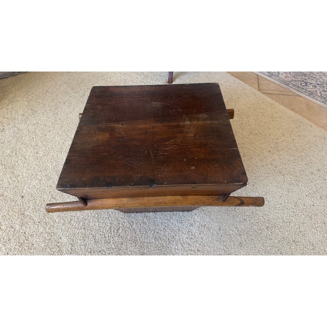 Antique Oriental Rice Measure With Handles, Wood Handmade C 1880 For Sale - Image 11 of 13