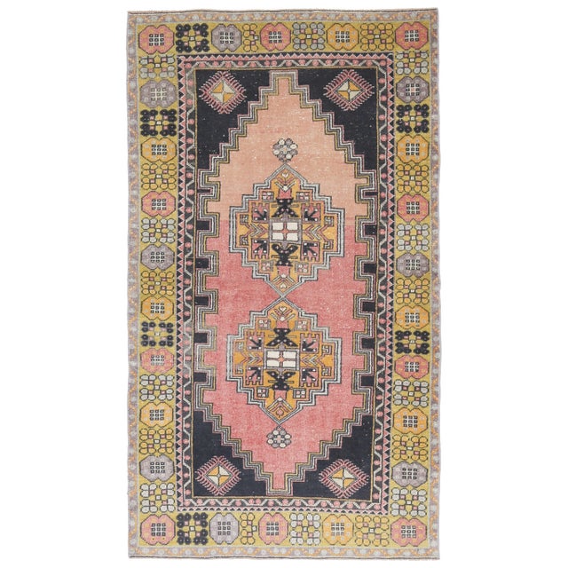 1970s Turkish Oushak Handmade Wool Cotton Pink Area Rug For Sale - Image 10 of 10