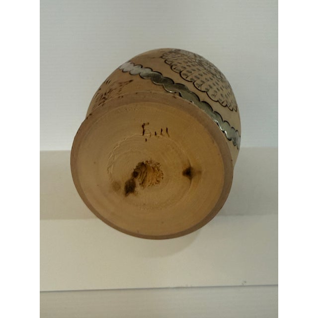 Ecru Signed Soviet Russian Matryoshka Nesting Doll Set W/ Pyrography Decor 6.25” Tall For Sale - Image 8 of 12