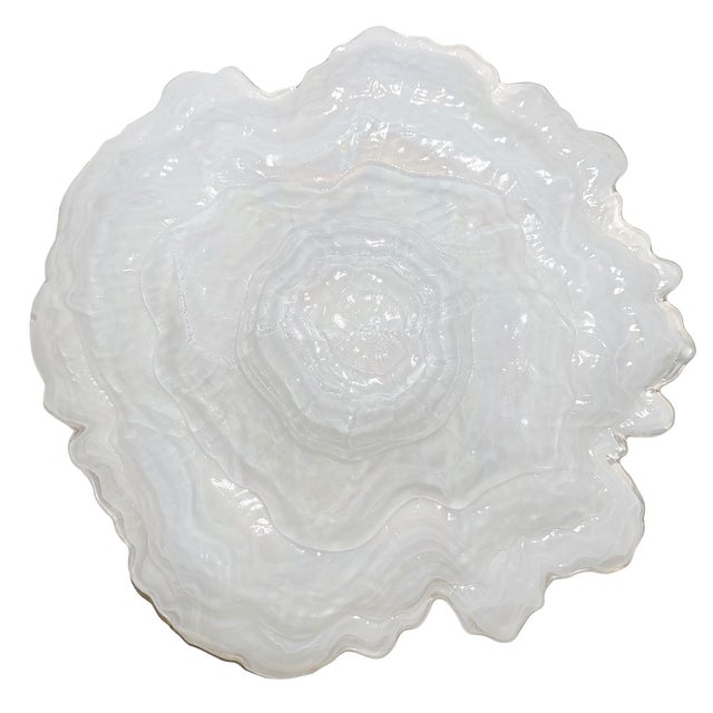 Contemporary 1970s Don Shepherd Style Iridescent Icescape Lettuce or Oyster Art Glass Centerpiece Bowl For Sale - Image 3 of 12
