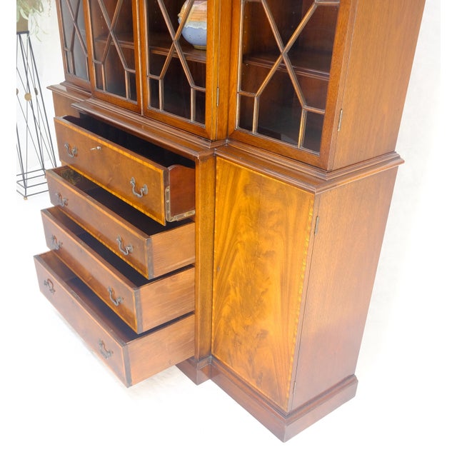 Mid 20th Century Beacon Hill Individual Panes Bubble Glass Doors Mahogany Butler Desk Breakfront For Sale - Image 5 of 18