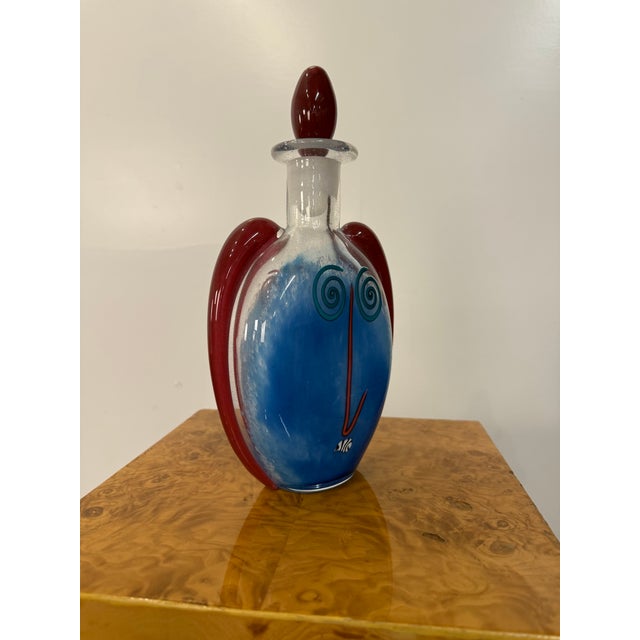 1990s 1993 Fineline Studios by Kerry Feldman Handblown Glass Decanter With Face For Sale - Image 5 of 6