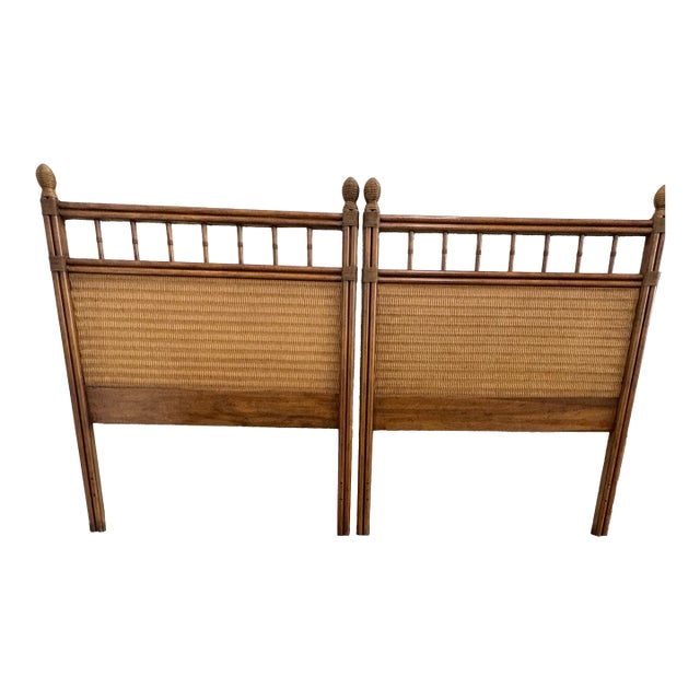 1960s Faux Bamboo and Rattan Twin Headboard Set For Sale