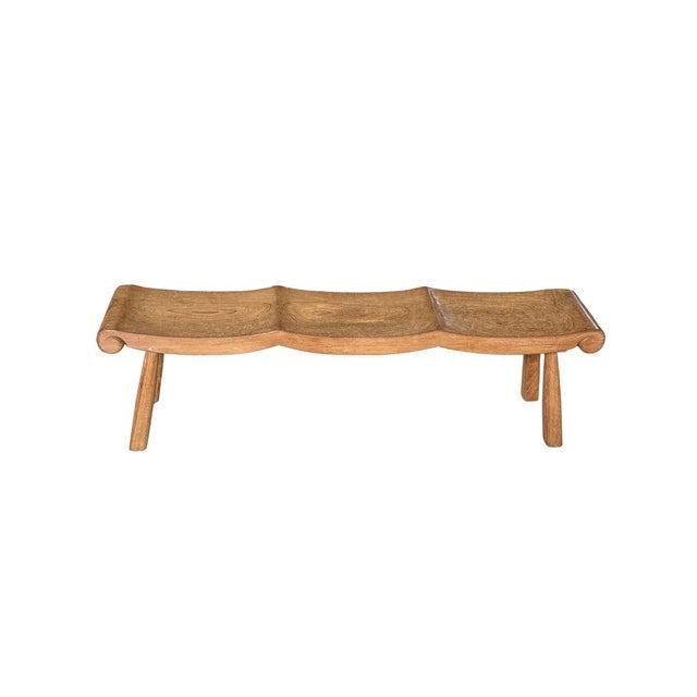Sculptural Teak Wood Bench, Modern Organic, Stunning Wood Textures For Sale - Image 9 of 12