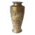 Large 1950s Brass Vase With Raised and Etched Flower and Bird Detail For Sale