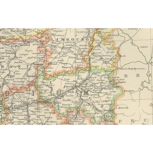 Antique Map of Belgium and the Netherlands with Delicate Pastel Coloration, 1903 For Sale - Image 4 of 10