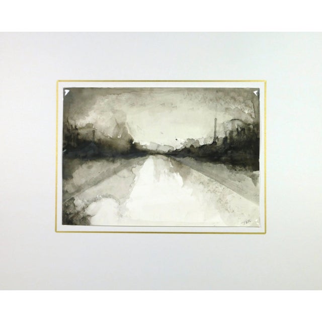 2010s Modern Abstract French Ink Wash For Sale - Image 5 of 6