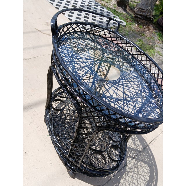 1960s Russell Woodard Mid Century Spun Fiberglass Rolling Bar Cart or Tea Cart For Sale - Image 12 of 13