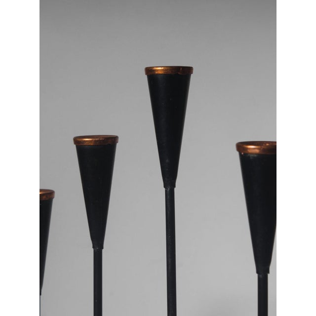 Gunnar Ander Mid-Century Black Metal and Copper Candelabra by Gunnar Ander for Ystad Metall, 1960s For Sale - Image 4 of 6