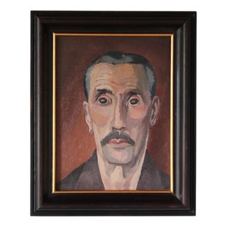 Impressionist Artist, Portrait of a Man with a Moustache, 1920s-1940s, Oil on Canvas, Framed For Sale