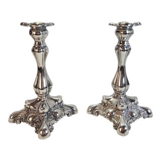 Vintage Wm. A Rogers Silver Ornate Candle Holders – Pair For Sale