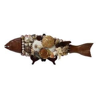 Shell Encrusted Mixed Media Fish For Sale