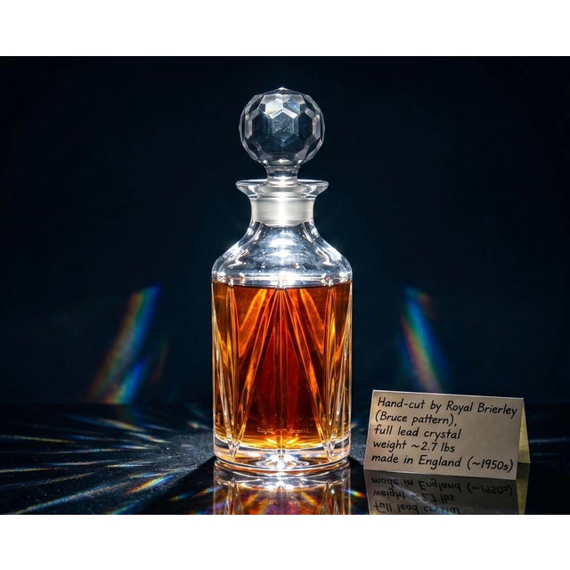 1980s Mid-Century Modern Royal Brierley Zig-Zag Cut Crystal Spirit Decanter For Sale - Image 13 of 13