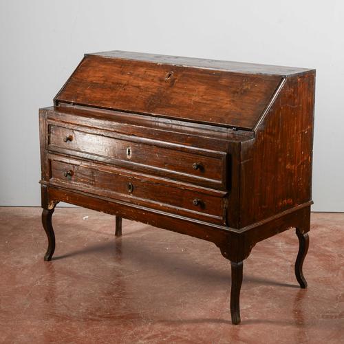 Antique Italian Drop-Leaf Desk in Fir Wood, 1700s For Sale - Image 4 of 9