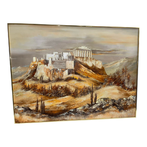 Roland Partos Large Acrylic on Canvas Painting of the Parthenon in Greece