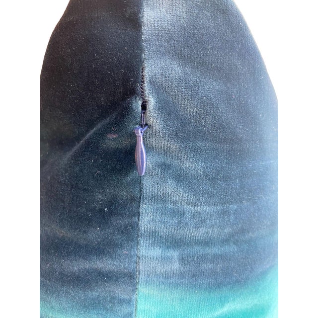 Contemporary Blue & Green Ombre Velvet Pillow Cover For Sale - Image 3 of 4