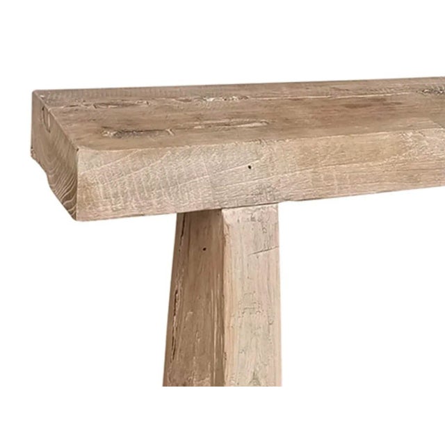 Rustic simple vintage village elm wood work bench. Narrow profile great for many spaces. Wonderful piece for indoor or...