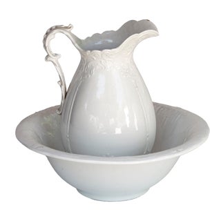 Antique Victorian Ceramic Basin & Pitcher For Sale