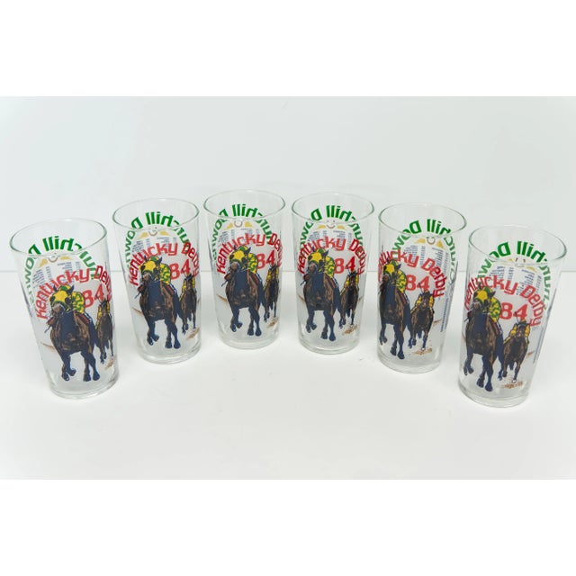 1980s 1984 Kentucky Derby Official Mint Julep Tumbler Glasses Set of 6 For Sale - Image 5 of 7