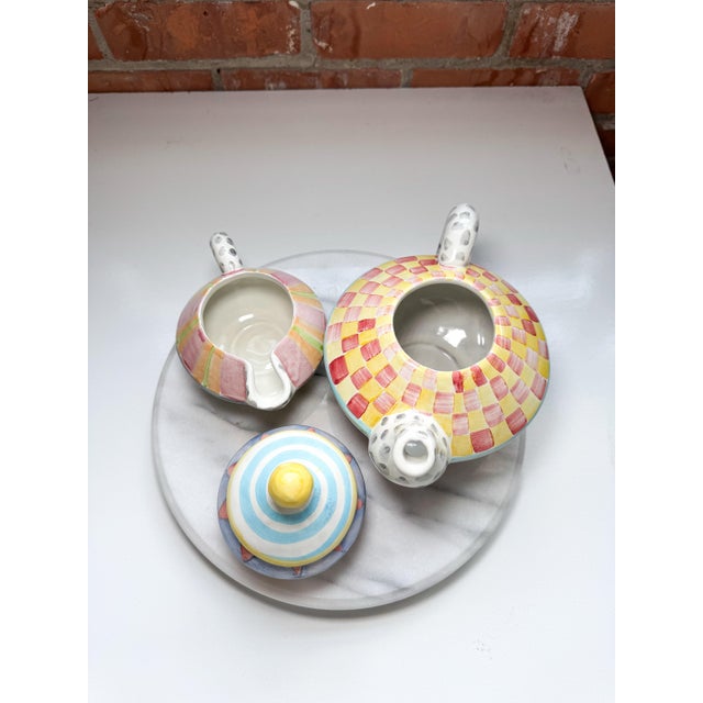 Ceramic Vintage Hand Painted MacKenzie Childs Tea Set in “High Tea Time” Pattern For Sale - Image 7 of 12