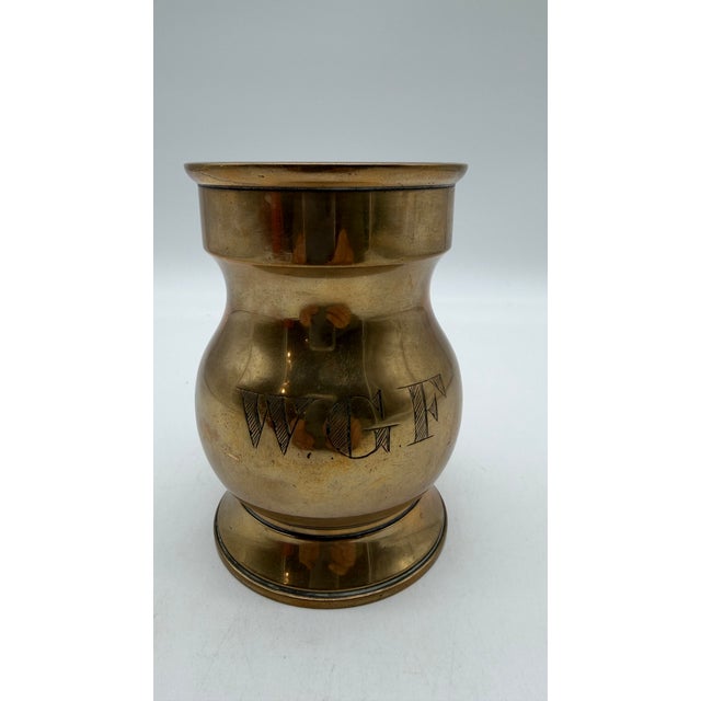 Farmhouse Antique Victorian English Farmhouse Brass Pub Tankard Pint Mug For Sale - Image 3 of 16