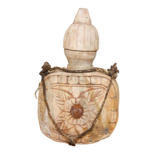 Vintage Decorative Carved Wooden Bottle For Sale
