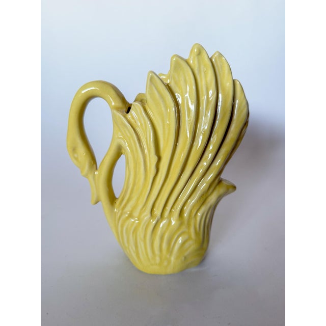 Vintage Chartreuse Stoneware Swan Vase For Sale - Image 9 of 15