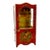 Antique Tabletop Hand-Painted, Fabric-Lined Display Cabinet With Glass Shelves For Sale