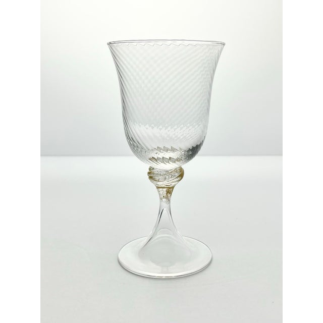 Murano Torcée Single Hand Blown Water Glass 6.5” 8oz Swirl Optic 24k Gold Italy Good condition. No chips, cracks, or...