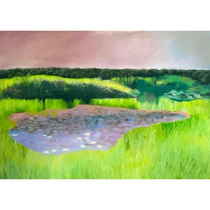 1984 Large Untitled Landscape Pastel Drawing by Susan Anson
