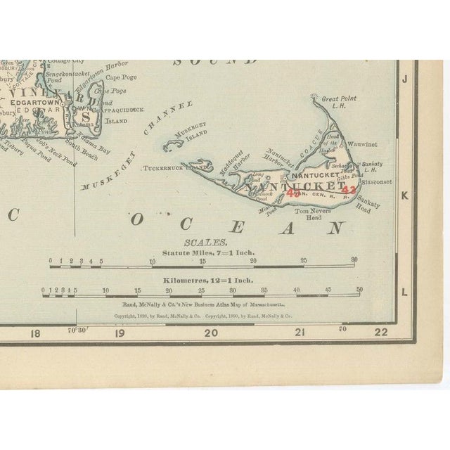 Antique Map of Massachusetts The Bay State by Ran McNally, 1899 For Sale - Image 9 of 12