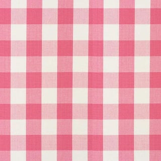 Schumacher Camden Cotton Check Fabric in Magenta For Sale