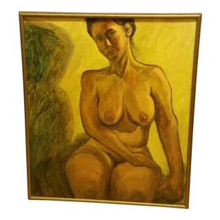 Late 20th Century Fumiko Shido Nude Oil Painting, Framed For Sale