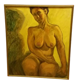 Late 20th Century Fumiko Shido Nude Oil Painting, Framed
