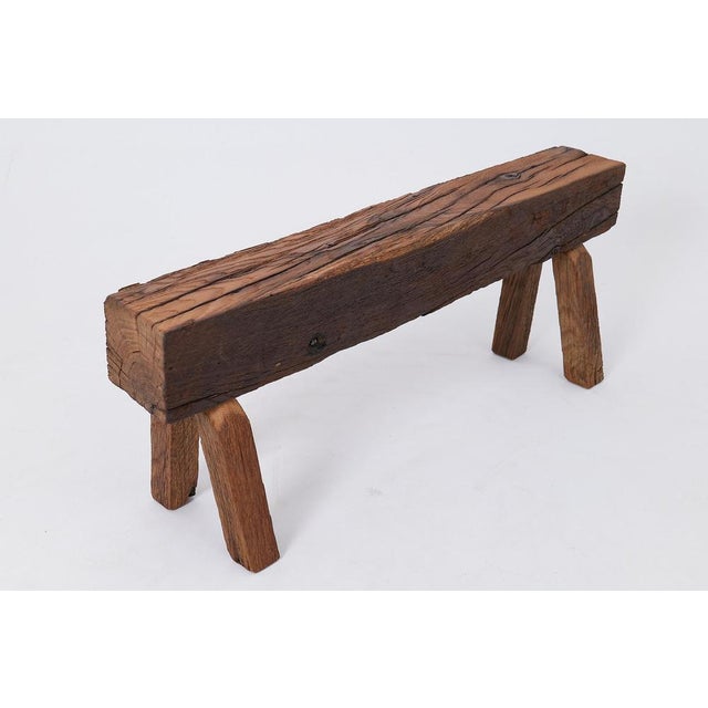 Brown Bench in Reclaimed Wood Beam by Logniture For Sale - Image 8 of 17