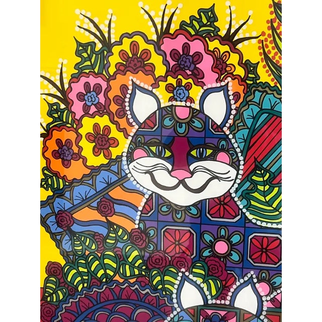 Modern Mara Lynn Abboud Calico Cats Screenprint Artist Proof , Signed & Framed 1990's For Sale - Image 3 of 18