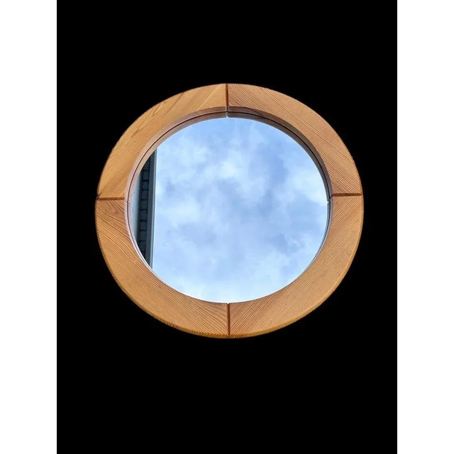 Brutalistic Elm Mirror from Maison Regain, 1970s, in None conditions. Designed 1970 to 1979