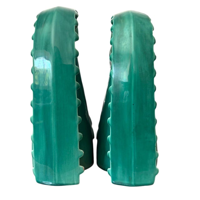 Ceramic Pair of Art Deco Style Turquoise Ceramic Horse Bookends, 10” Sculptural Figures For Sale - Image 7 of 12