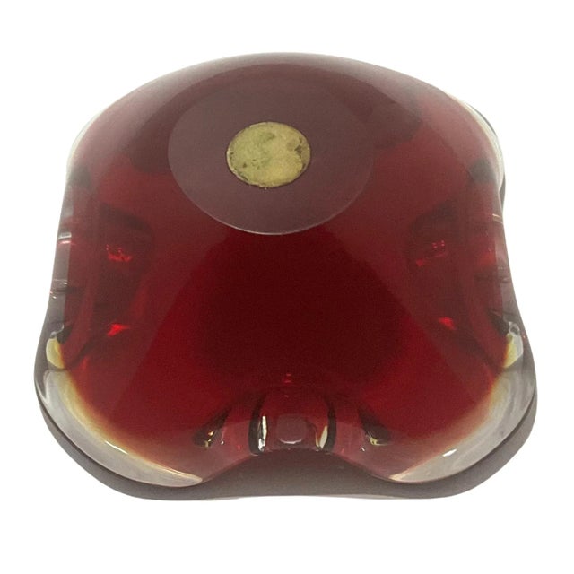 1950s 1950s Seguso Murano Red Glass Ashtray & Catchall Bowl For Sale - Image 5 of 8