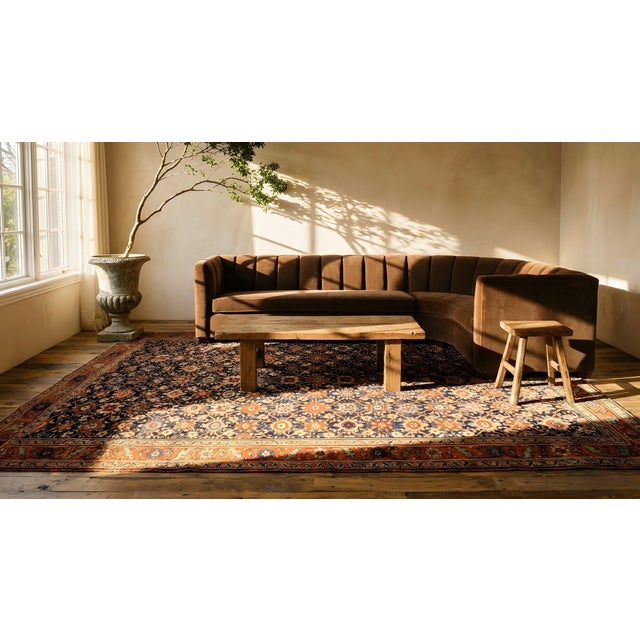 A Traditional Navy Background Color With Fascinating Tribal Style Antique Persian Bijar Rug For Sale - Image 14 of 15