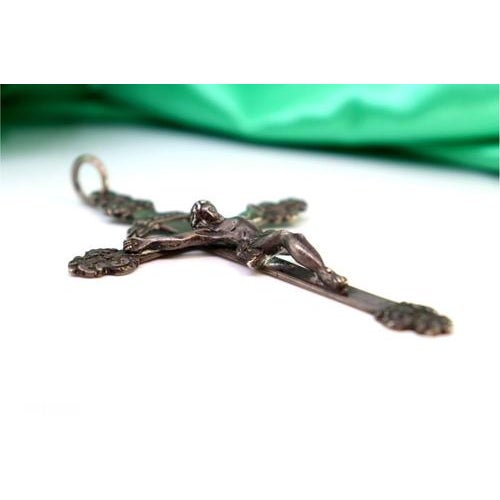 Silver Crucifix with Reliefs and Applications For Sale - Image 3 of 7