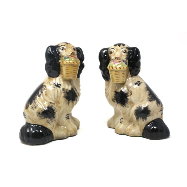 Vintage Staffordshire-Style Cavalier King Spaniel Ceramic Dog Figurines - Set of 2 For Sale - Image 11 of 11