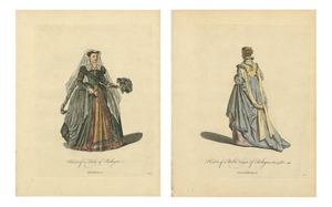 European School, Bologna Renaissance Costume Fashion Pair, 1749, Paper Engraving