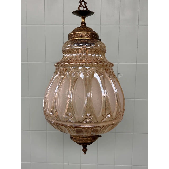 Italian Pendant Chandelier in Glass and Brass, 1970s For Sale - Image 11 of 13